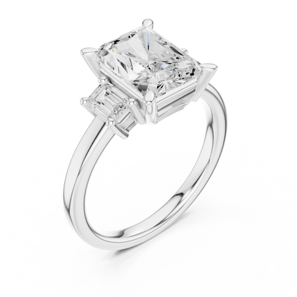 Emerald Three Stone Lab Grown Diamond Ring