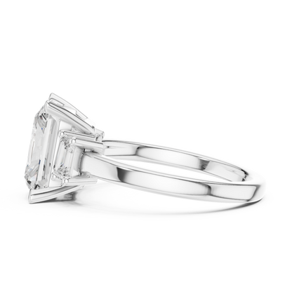 Emerald Three Stone Lab Grown Diamond Ring