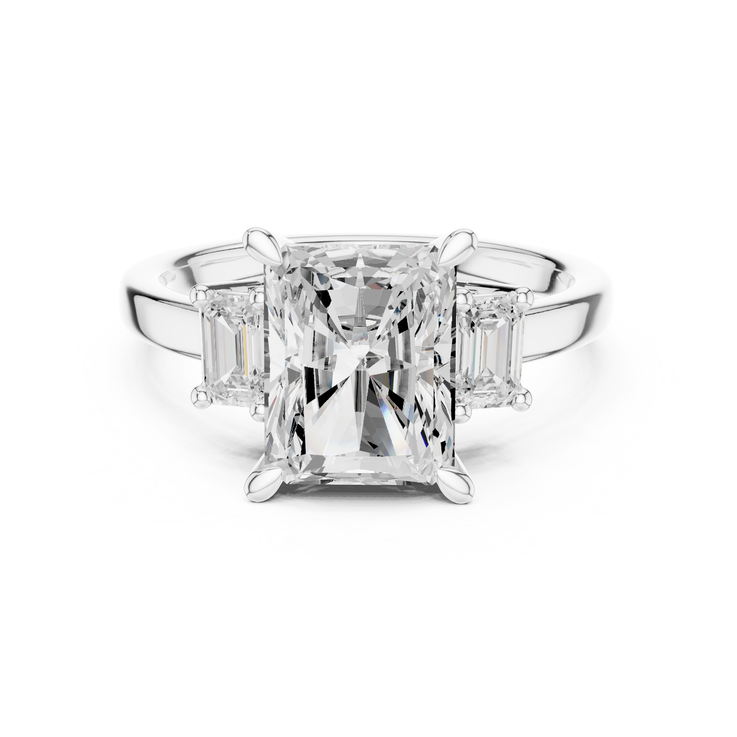 Emerald Three Stone Lab Grown Diamond Ring