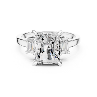 Emerald Three Stone Lab Grown Diamond Ring