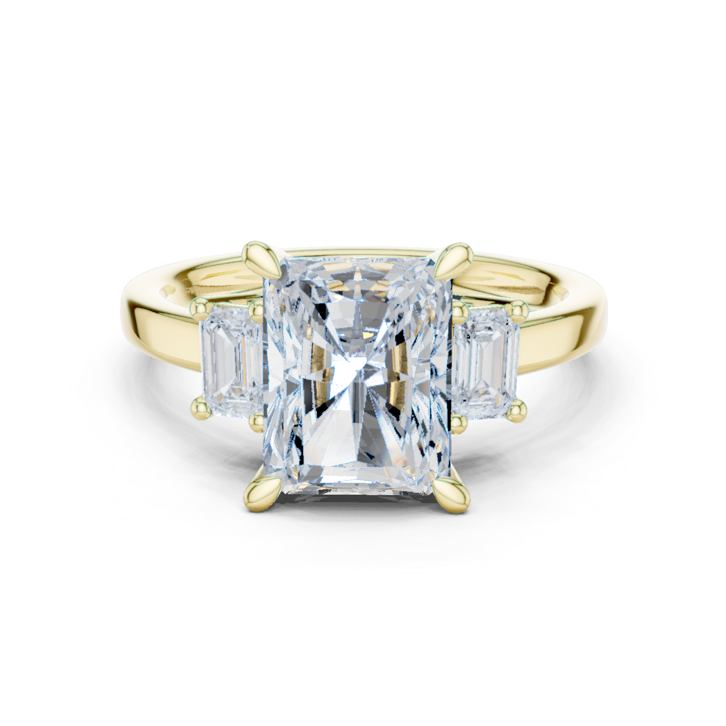 Emerald Three Stone Lab Grown Diamond Ring