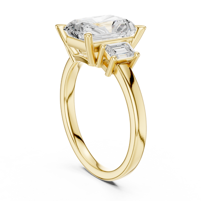 Emerald Three Stone Lab Grown Diamond Ring