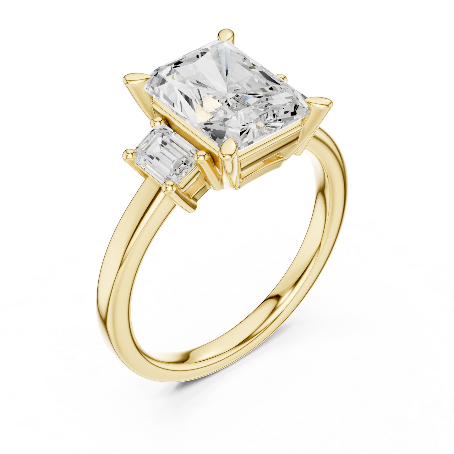 Emerald Three Stone Lab Grown Diamond Ring