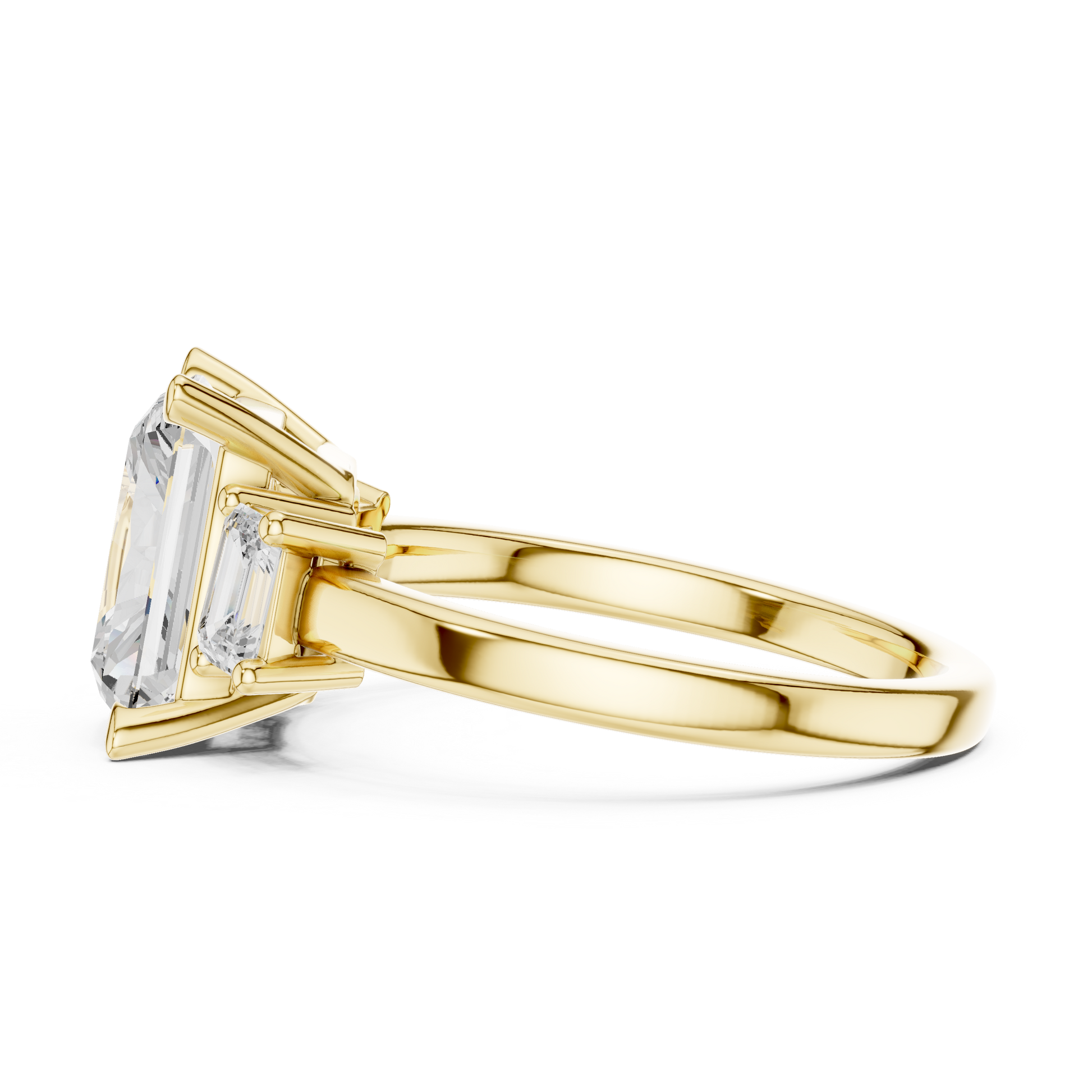 Emerald Three Stone Lab Grown Diamond Ring