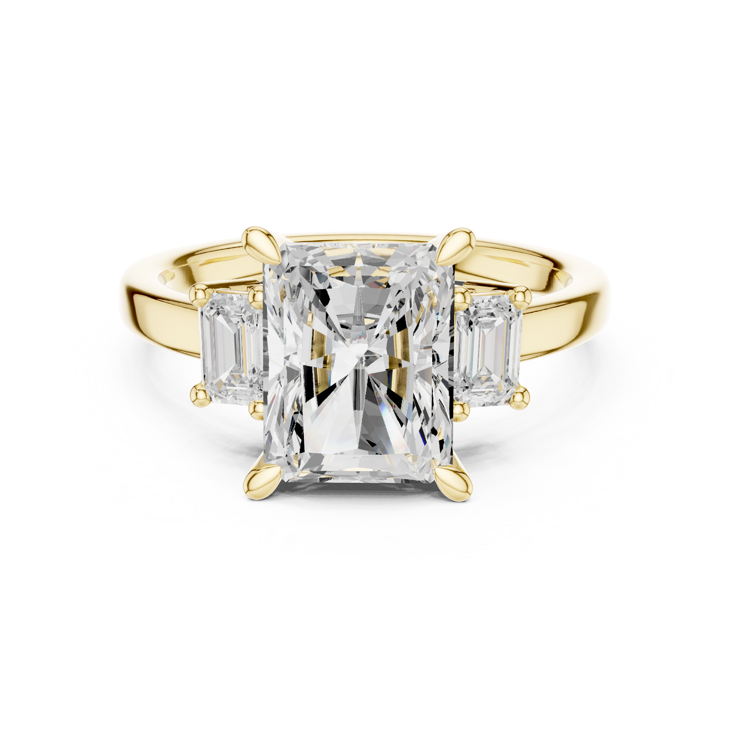 Emerald Three Stone Lab Grown Diamond Ring