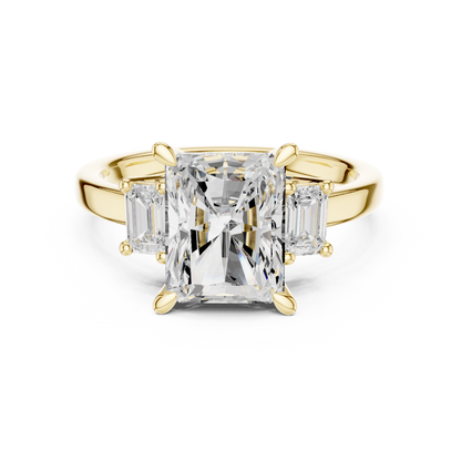 Emerald Three Stone Lab Grown Diamond Ring