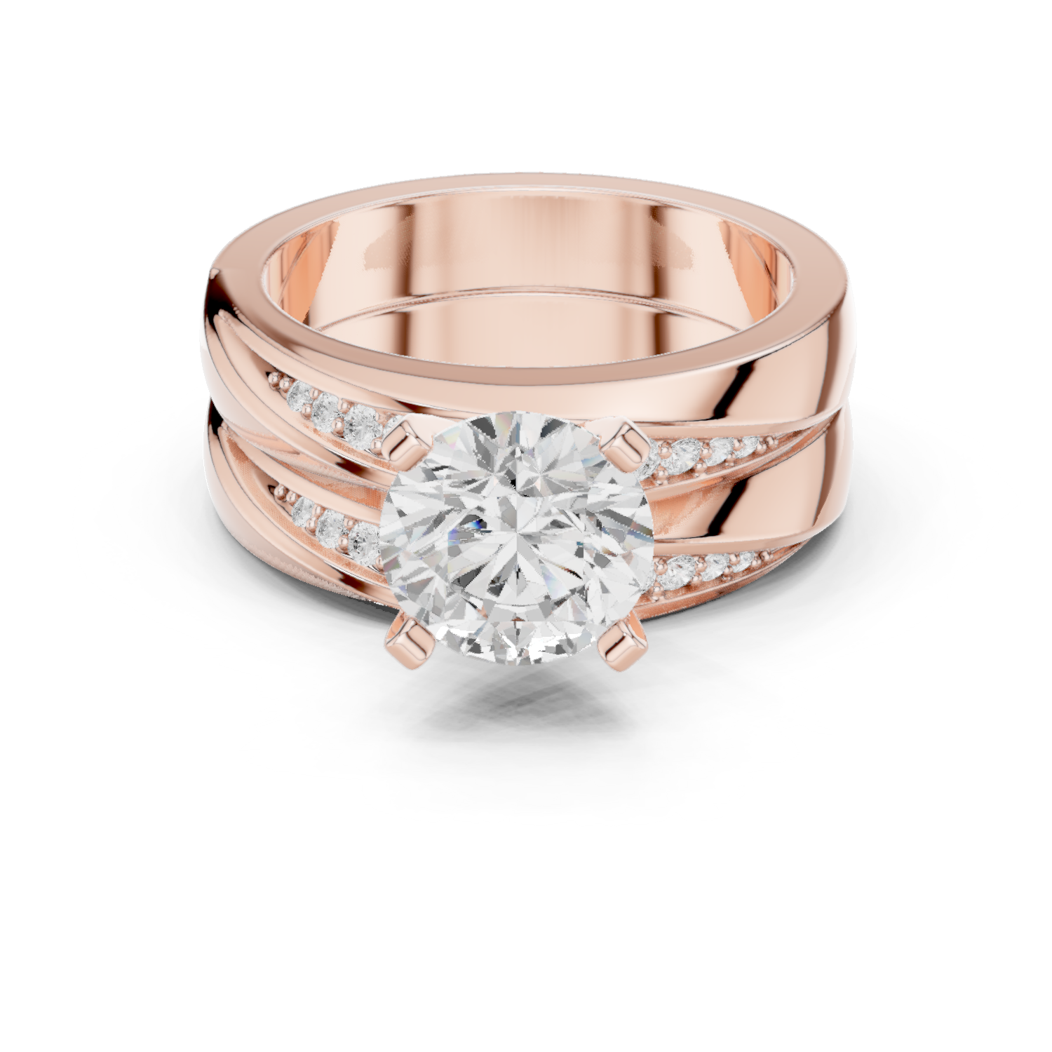 Round Side Stone Lab Grown Diamond Ring