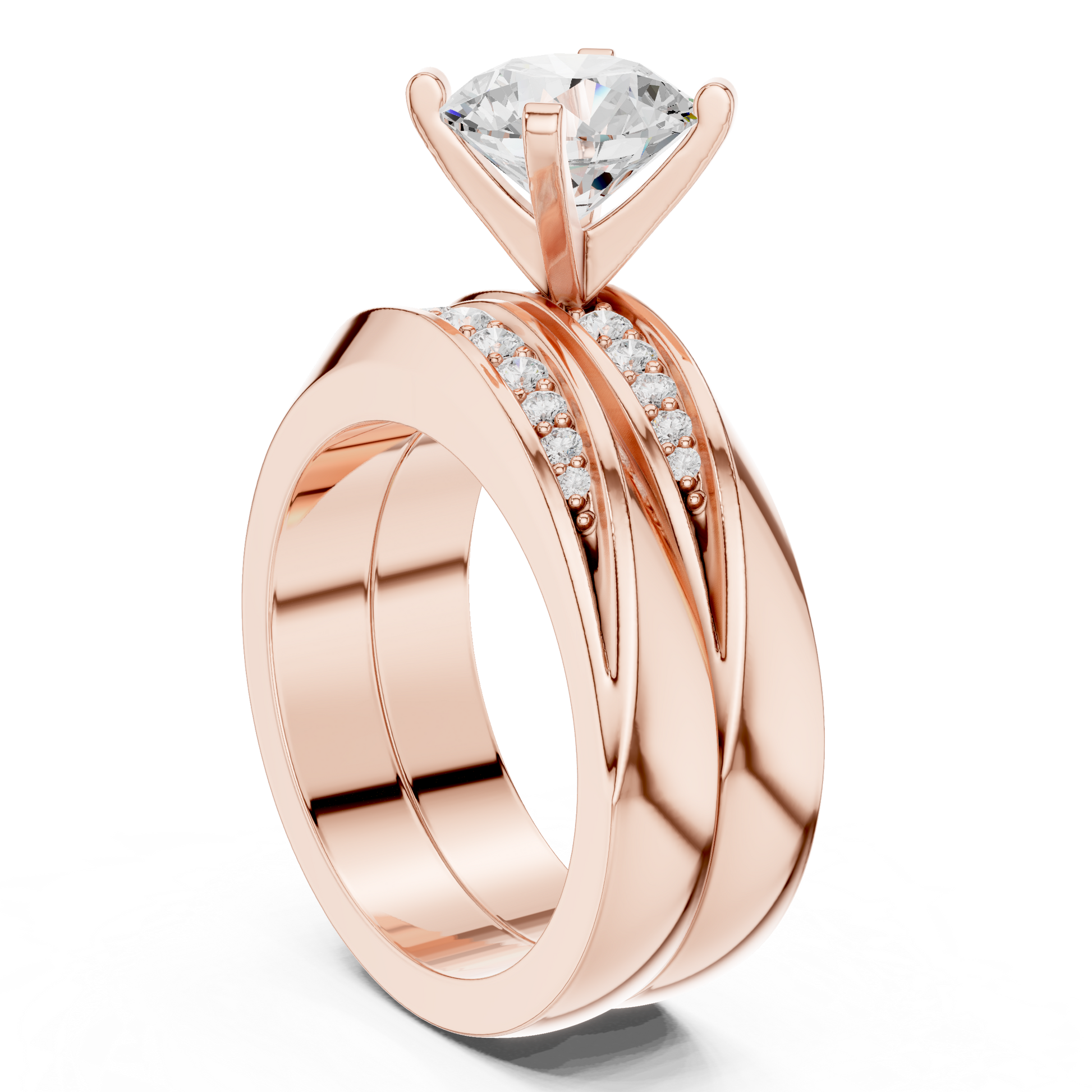 Round Side Stone Lab Grown Diamond Ring