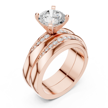 Round Side Stone Lab Grown Diamond Ring