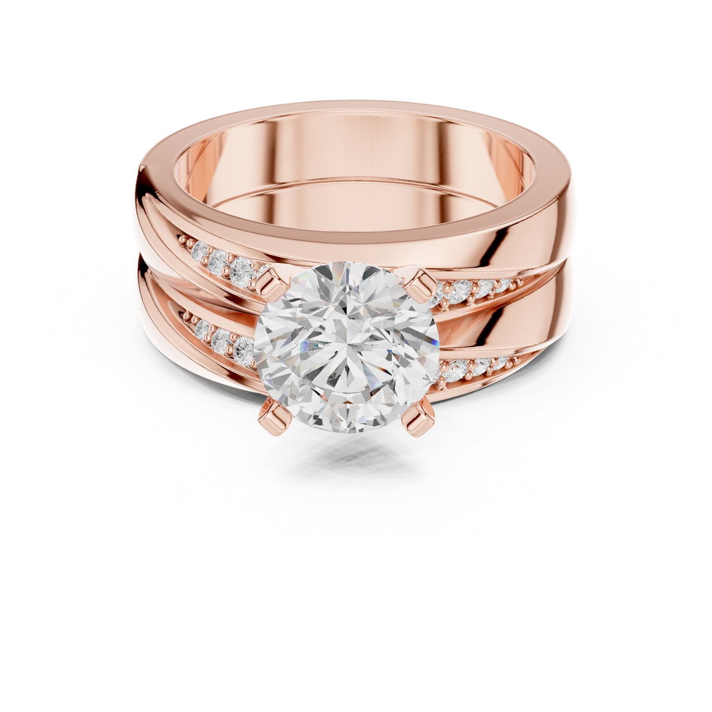 Round Side Stone Lab Grown Diamond Ring