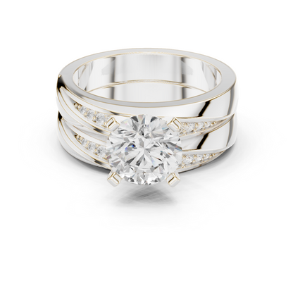 Round Side Stone Lab Grown Diamond Ring