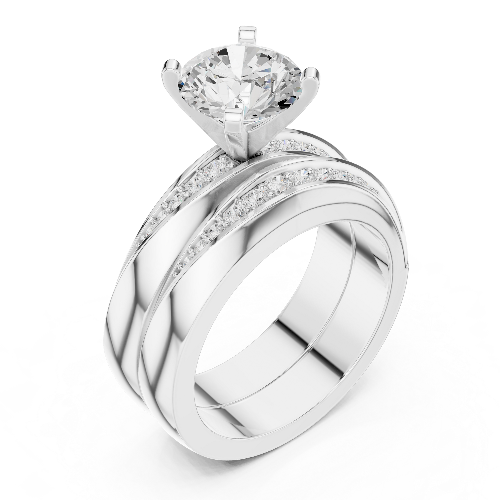 Round Side Stone Lab Grown Diamond Ring