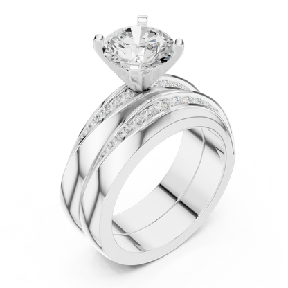 Round Side Stone Lab Grown Diamond Ring