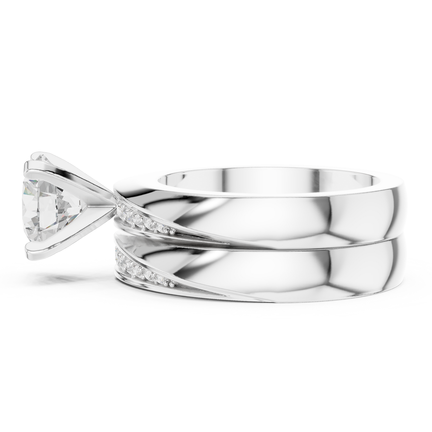 Round Side Stone Lab Grown Diamond Ring