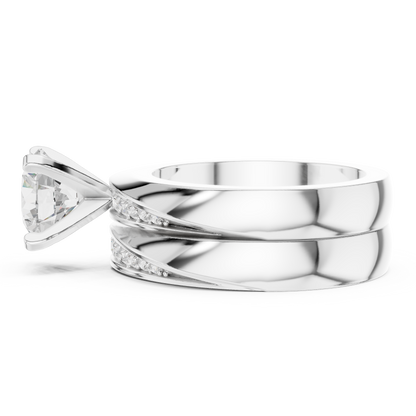 Round Side Stone Lab Grown Diamond Ring