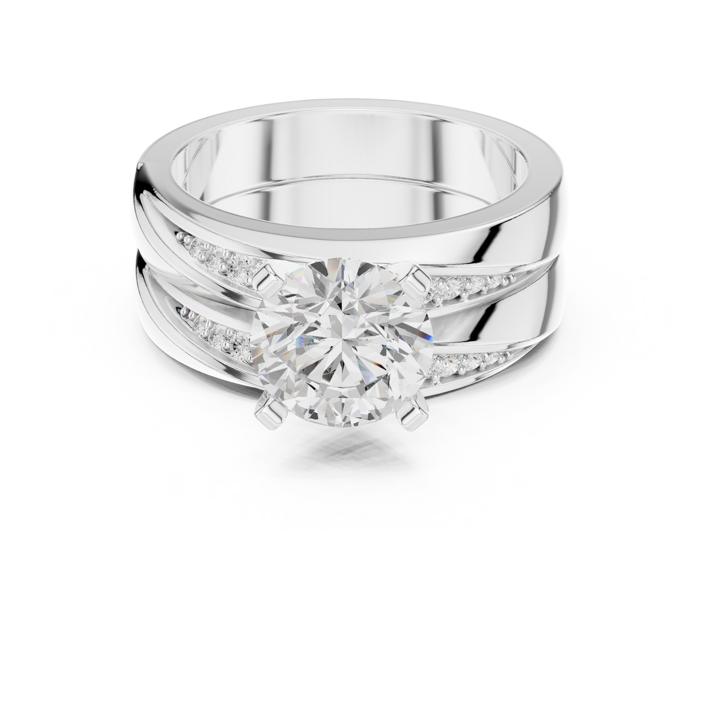 Round Side Stone Lab Grown Diamond Ring