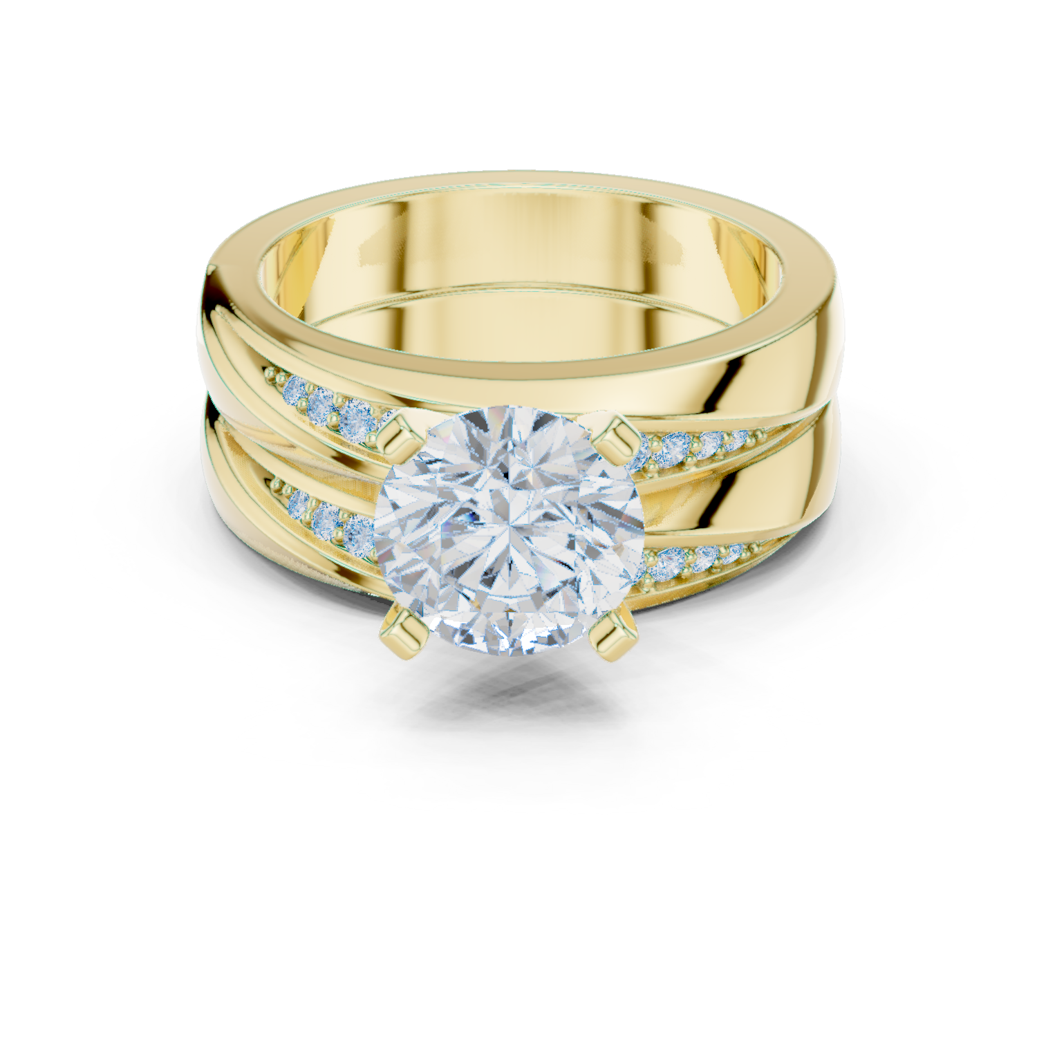 Round Side Stone Lab Grown Diamond Ring