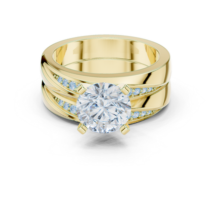 Round Side Stone Lab Grown Diamond Ring