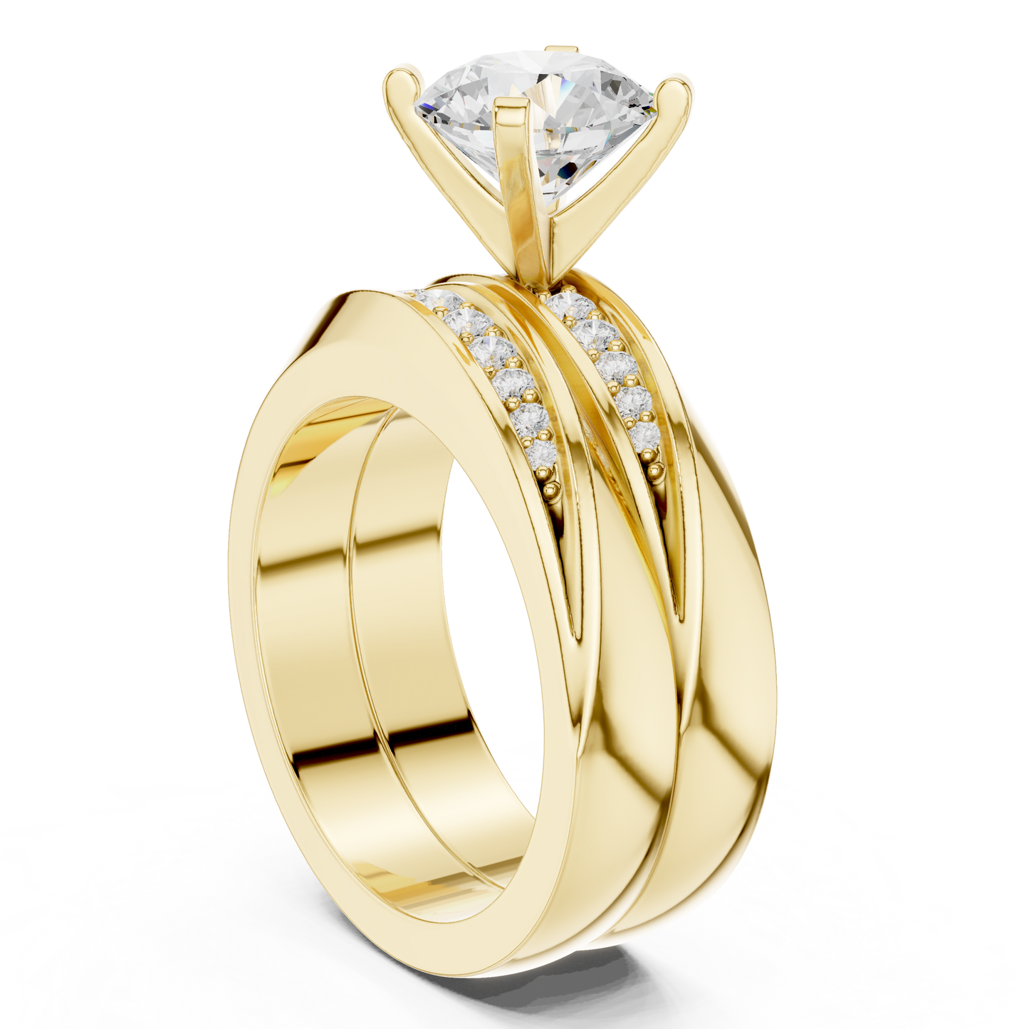 Round Side Stone Lab Grown Diamond Ring