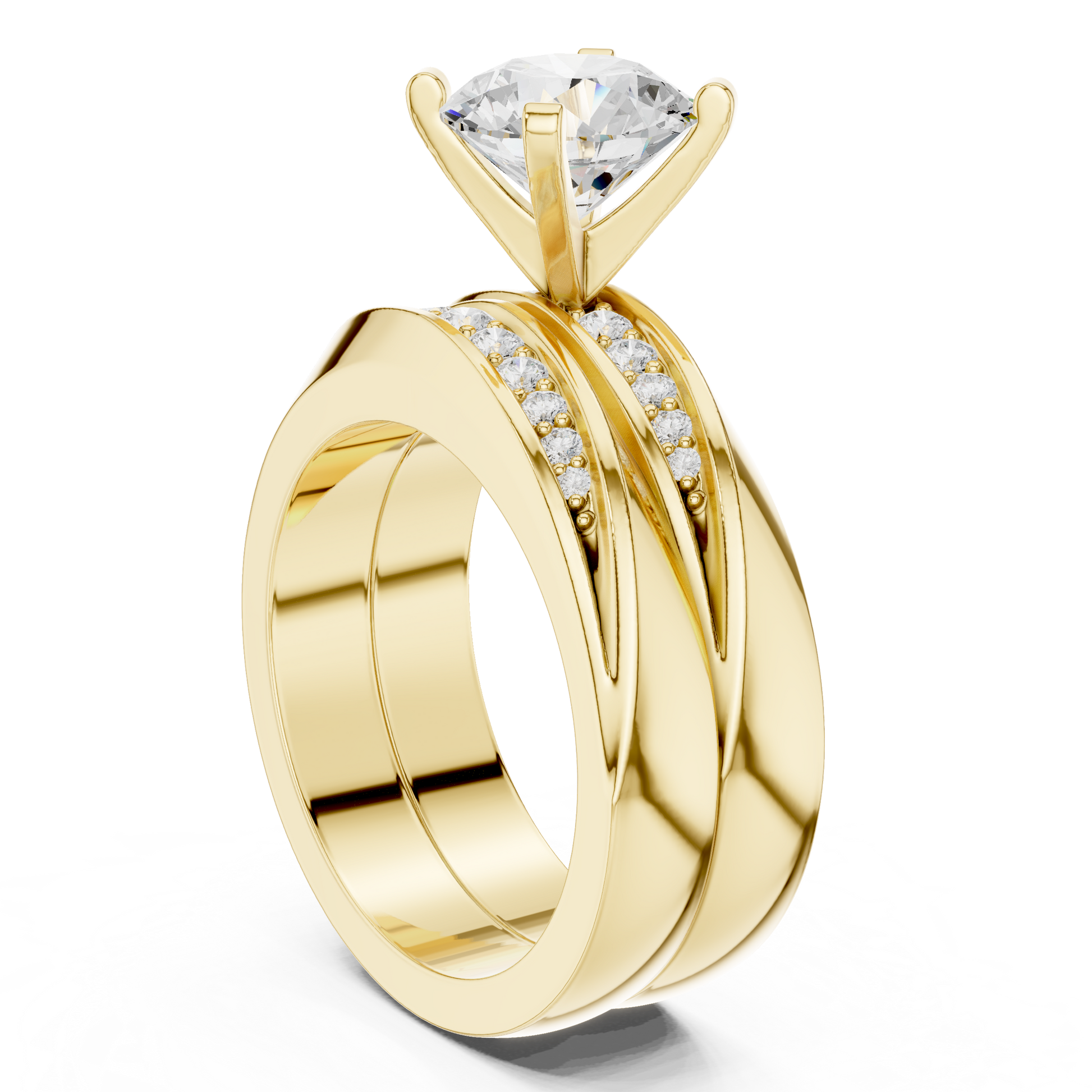 Round Side Stone Lab Grown Diamond Ring