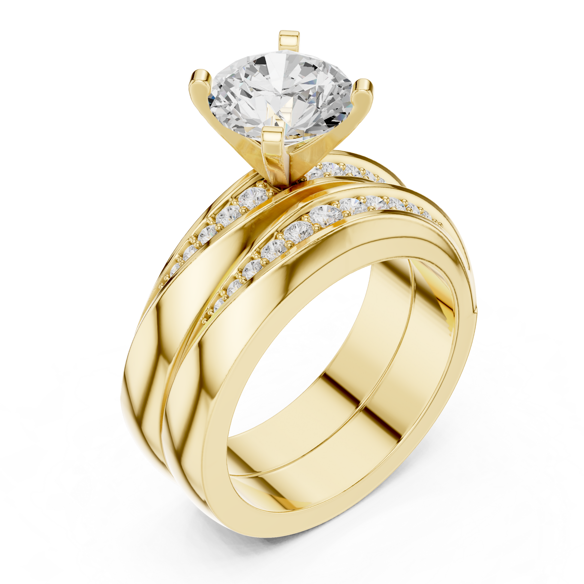Round Side Stone Lab Grown Diamond Ring