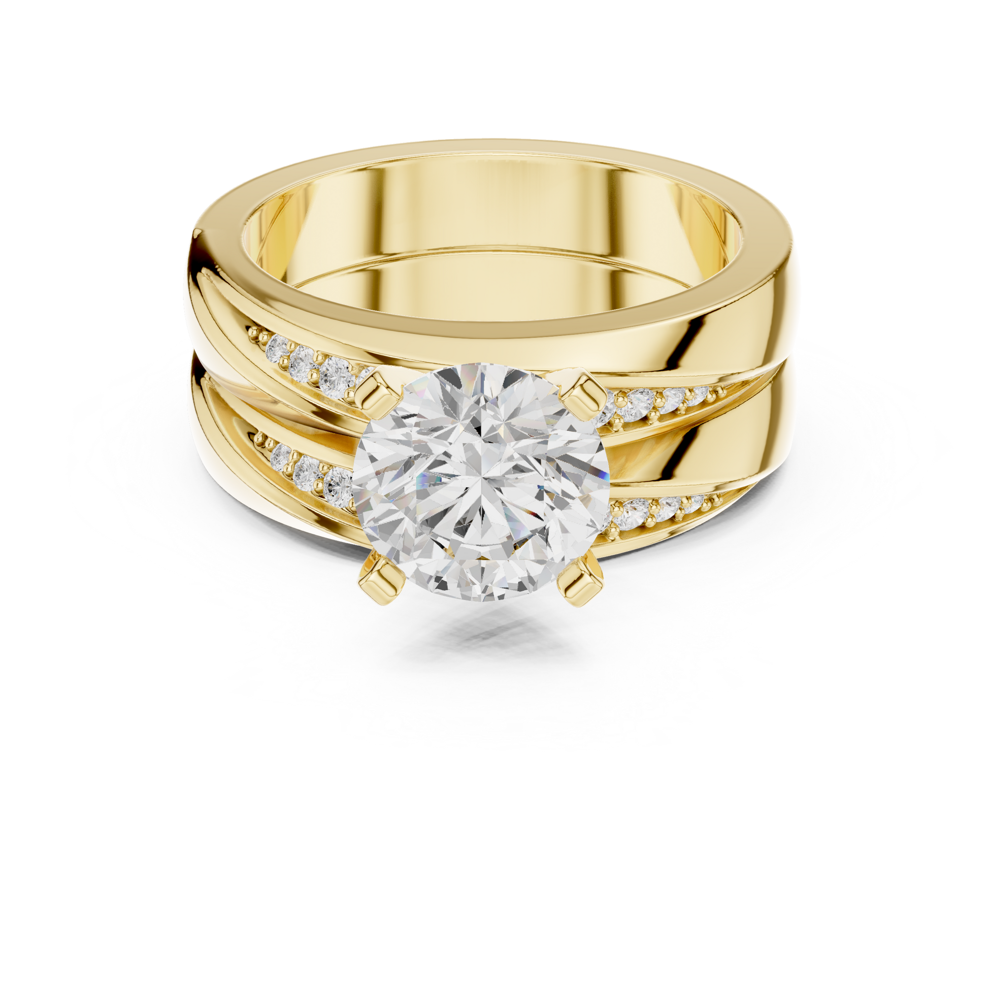 Round Side Stone Lab Grown Diamond Ring