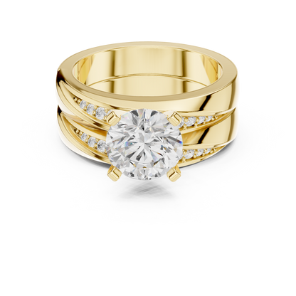 Round Side Stone Lab Grown Diamond Ring