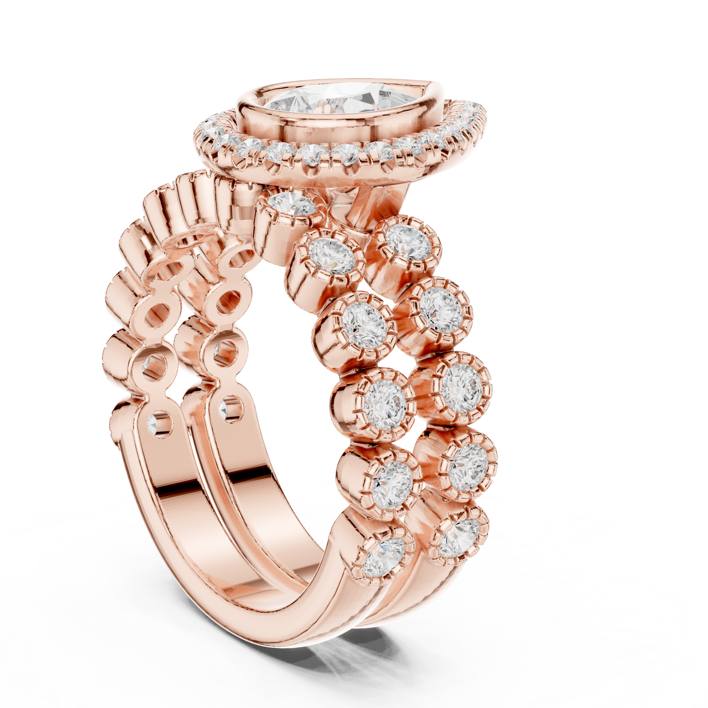 Mixed Shape Lab Grown Diamond Halo Ring