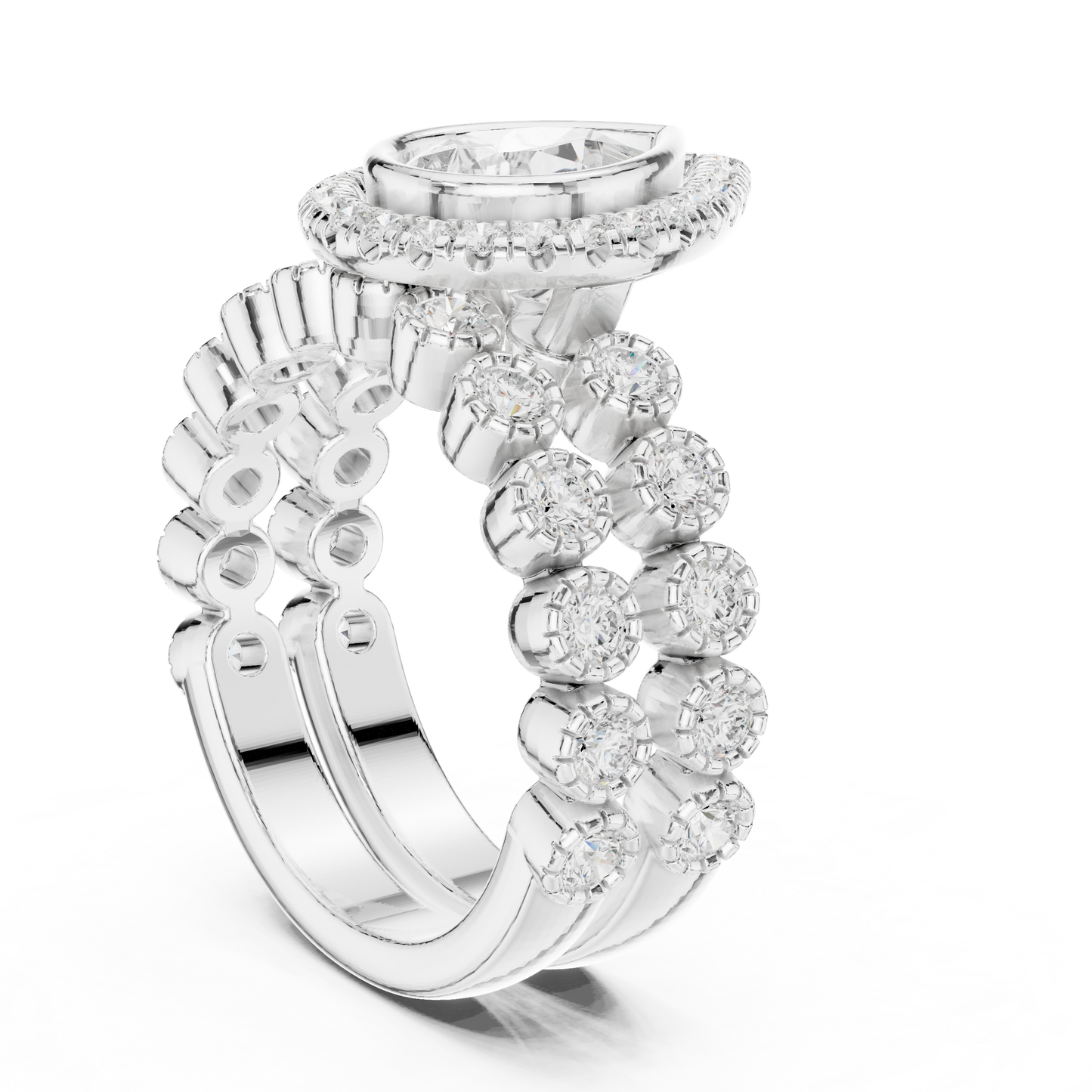 Mixed Shape Lab Grown Diamond Halo Ring