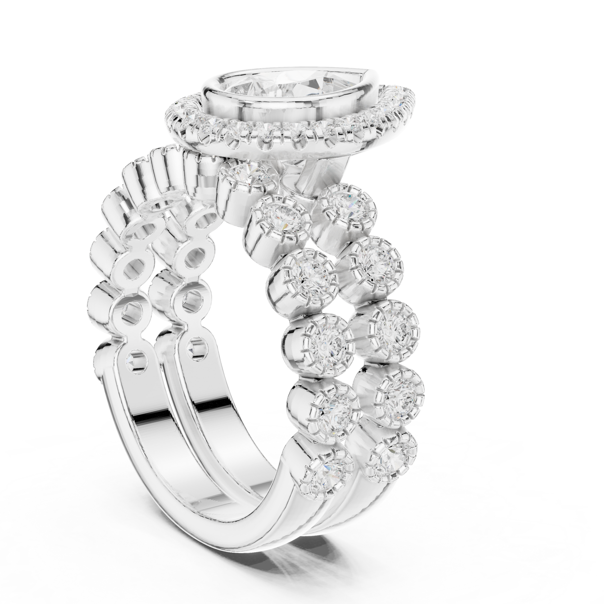 Mixed Shape Lab Grown Diamond Halo Ring