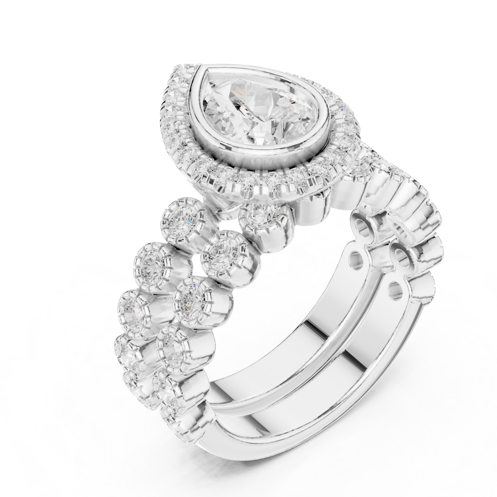 Mixed Shape Lab Grown Diamond Halo Ring