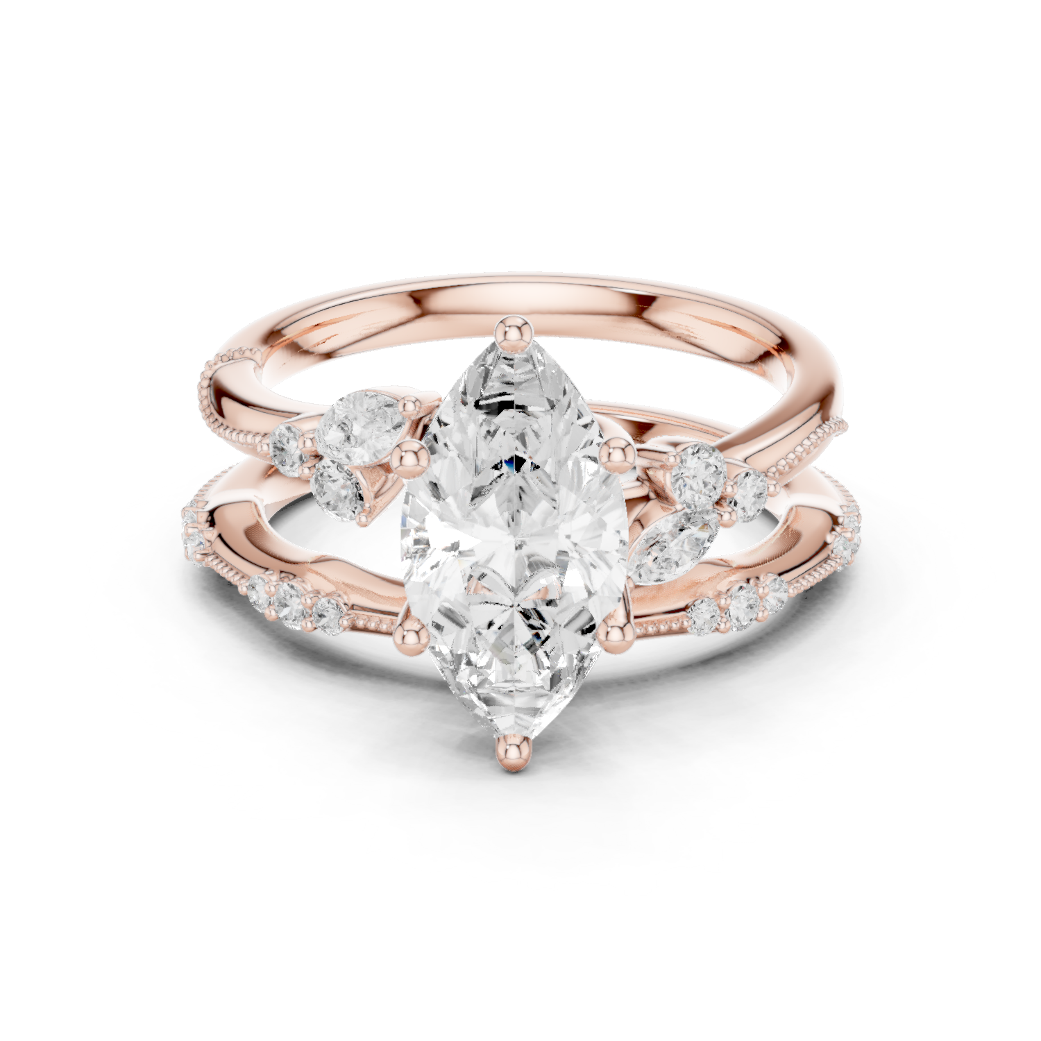 Mixed Shape Lab Grown Diamond Side Stone Ring