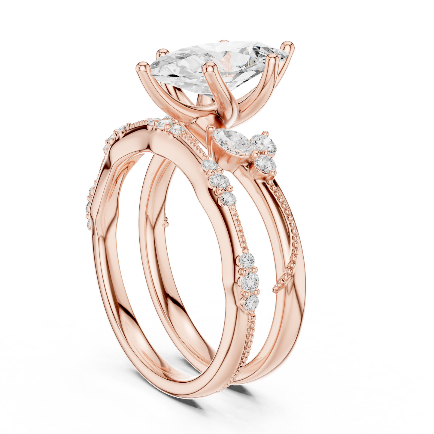 Mixed Shape Lab Grown Diamond Side Stone Ring