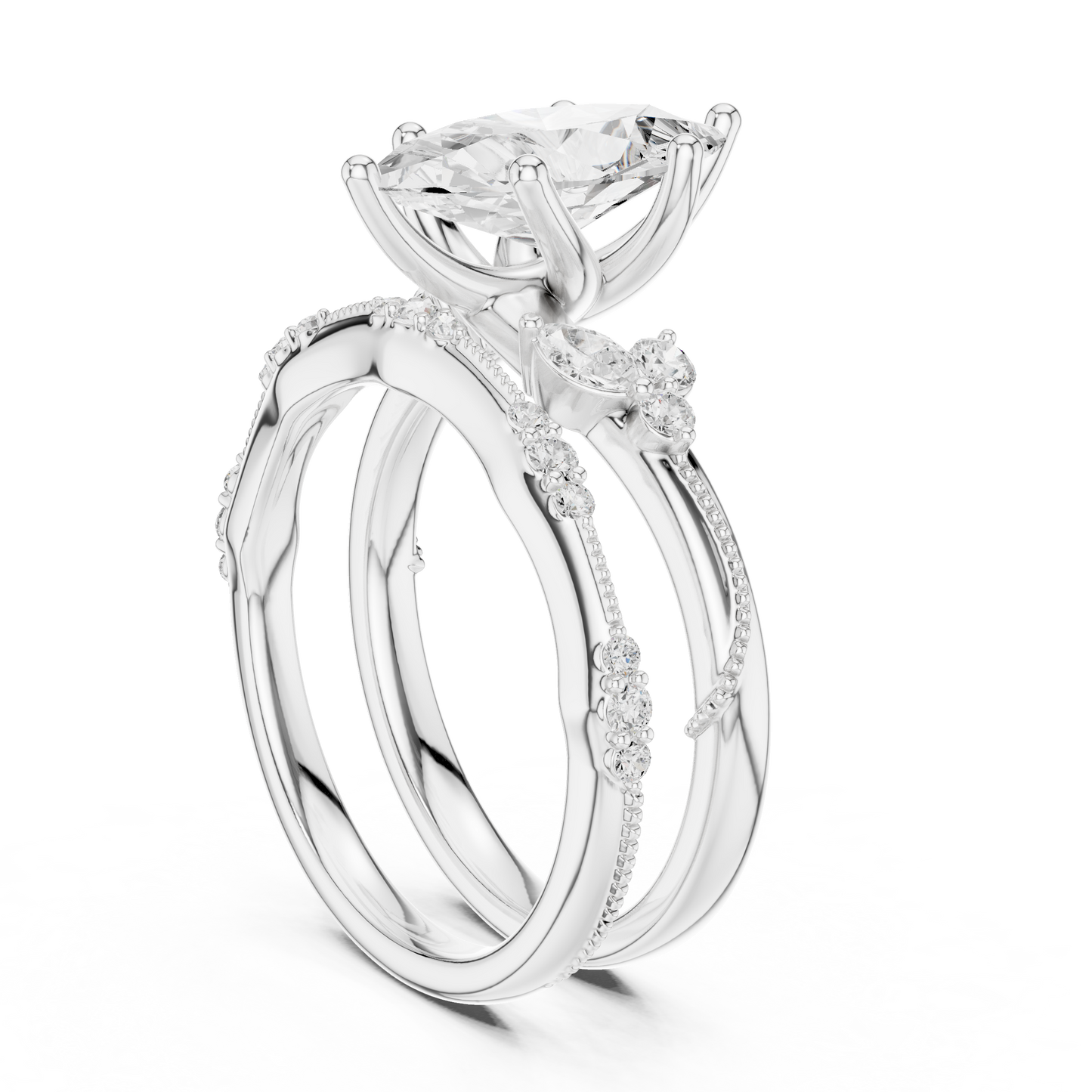 Mixed Shape Lab Grown Diamond Side Stone Ring