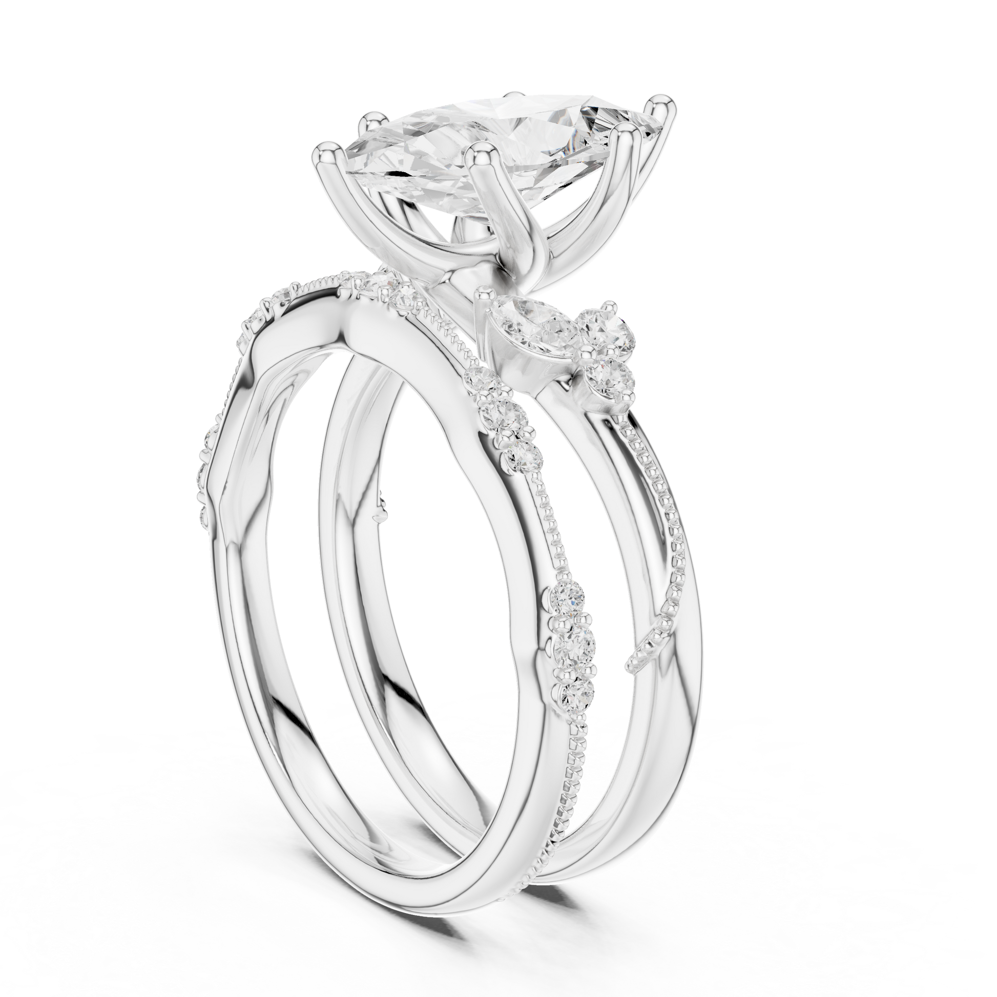Mixed Shape Lab Grown Diamond Side Stone Ring