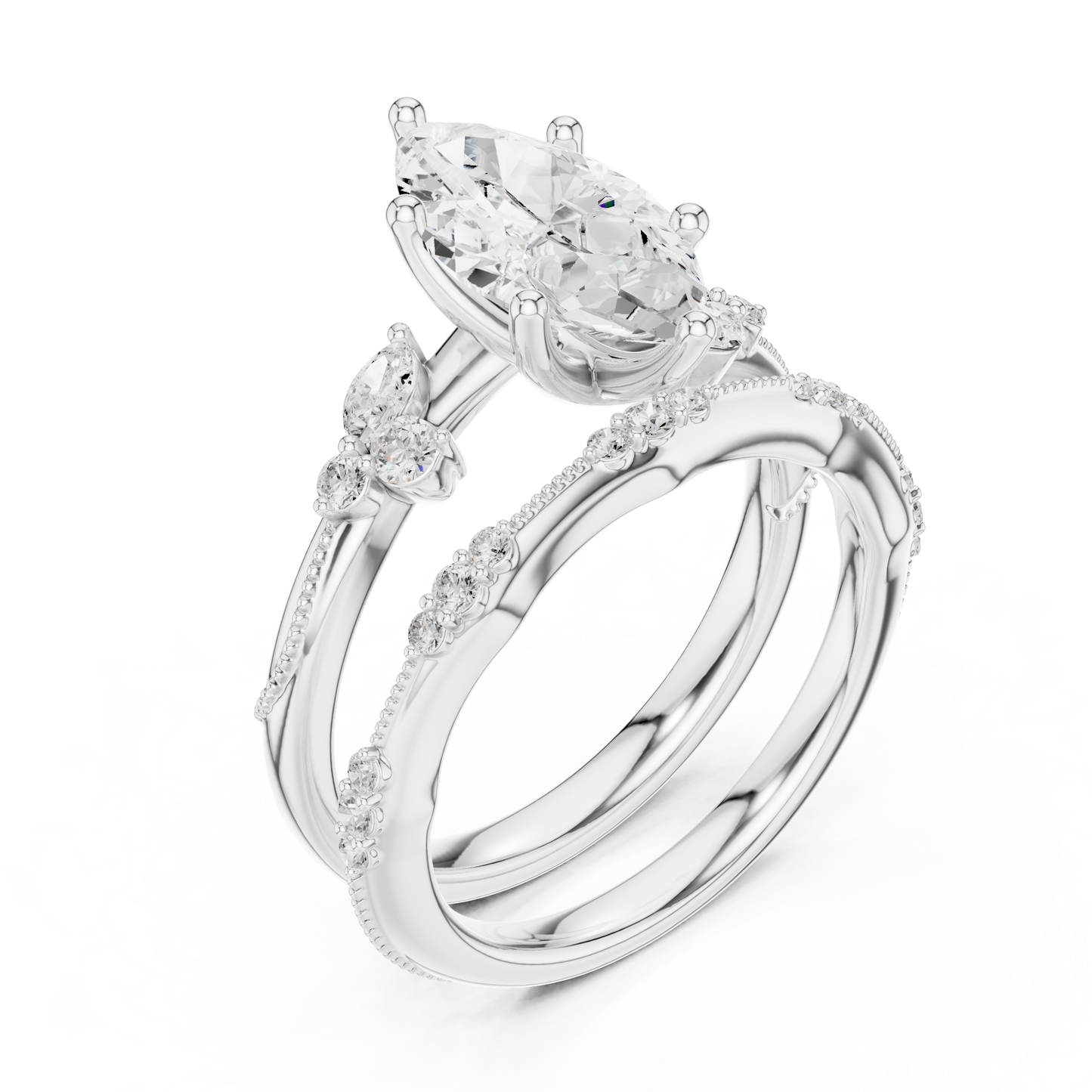 Mixed Shape Lab Grown Diamond Side Stone Ring