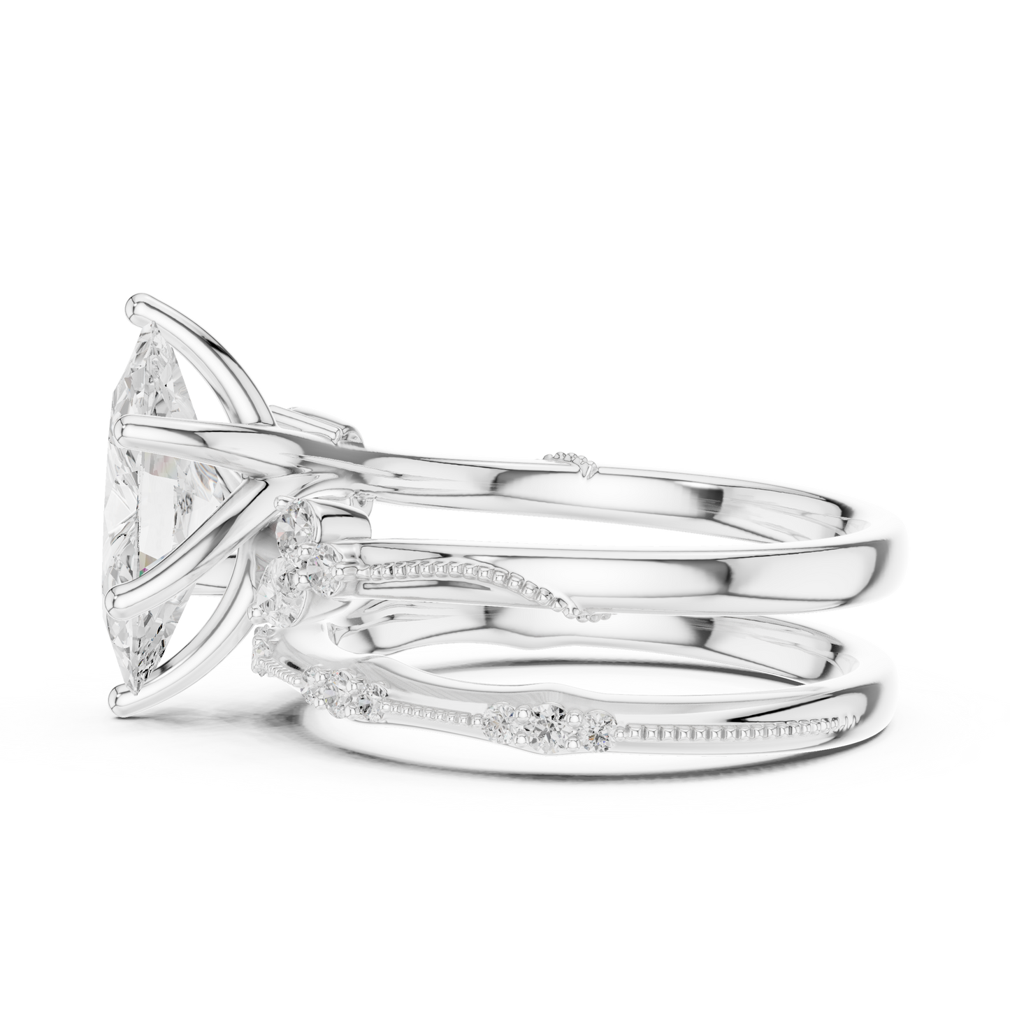 Mixed Shape Lab Grown Diamond Side Stone Ring