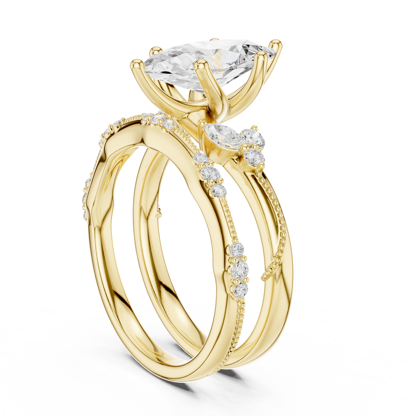 Mixed Shape Lab Grown Diamond Side Stone Ring
