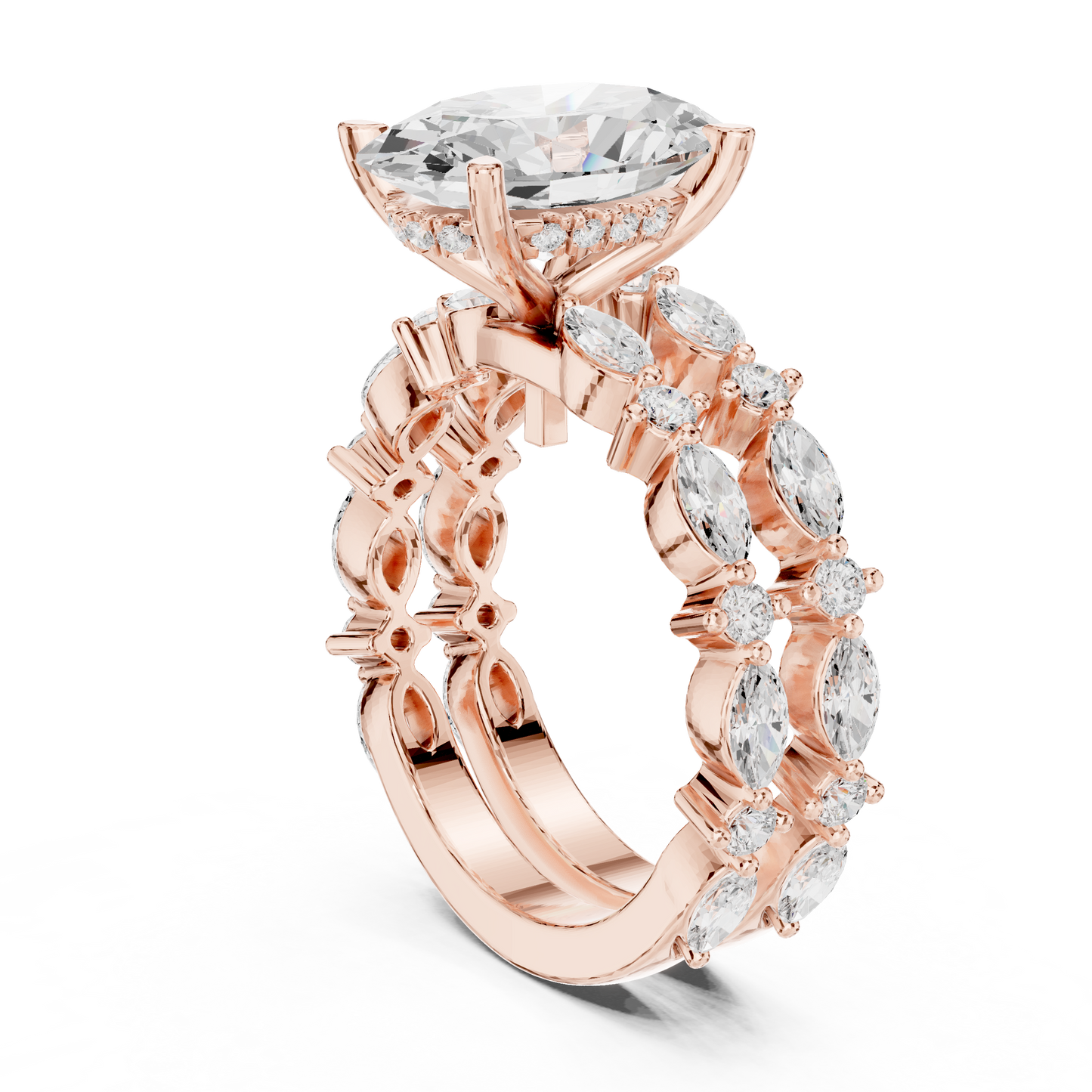 Mixed Shape Lab Grown Diamond Side Stone Ring