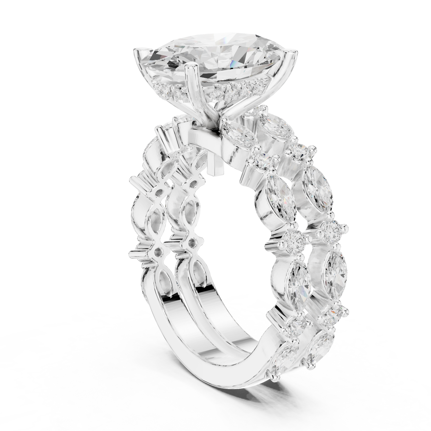 Mixed Shape Lab Grown Diamond Side Stone Ring