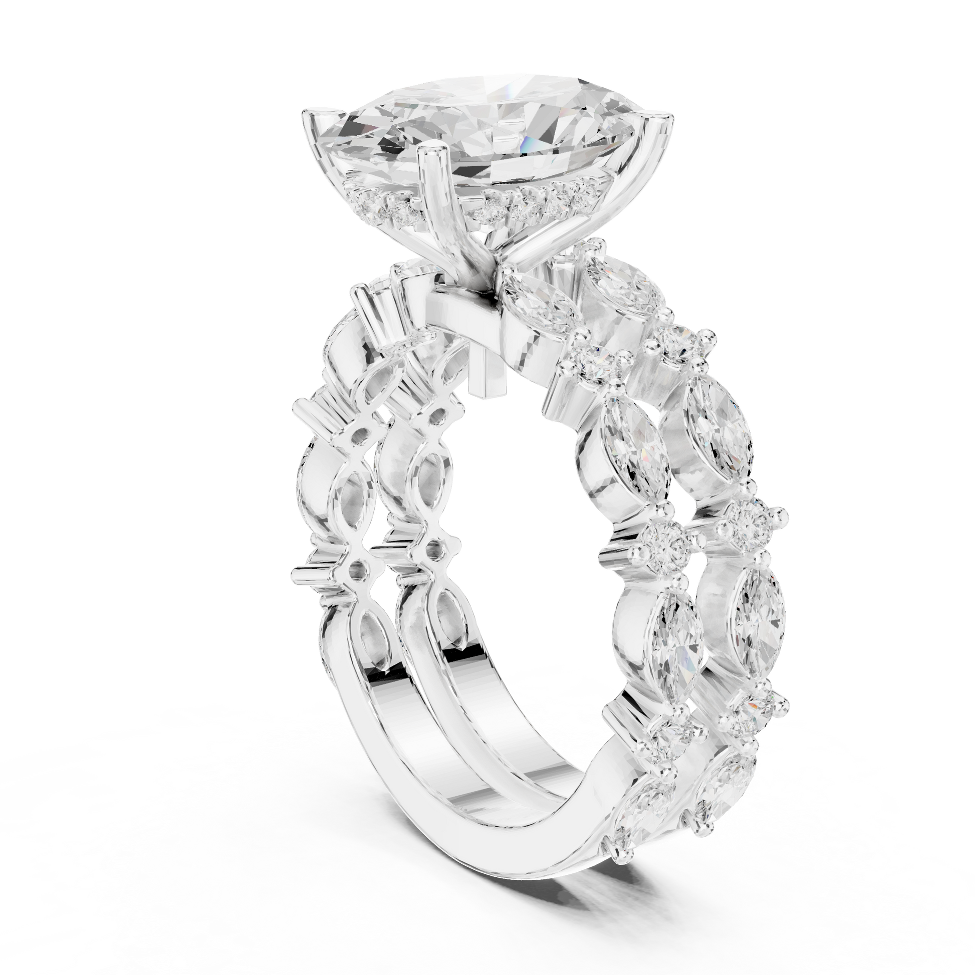 Mixed Shape Lab Grown Diamond Side Stone Ring