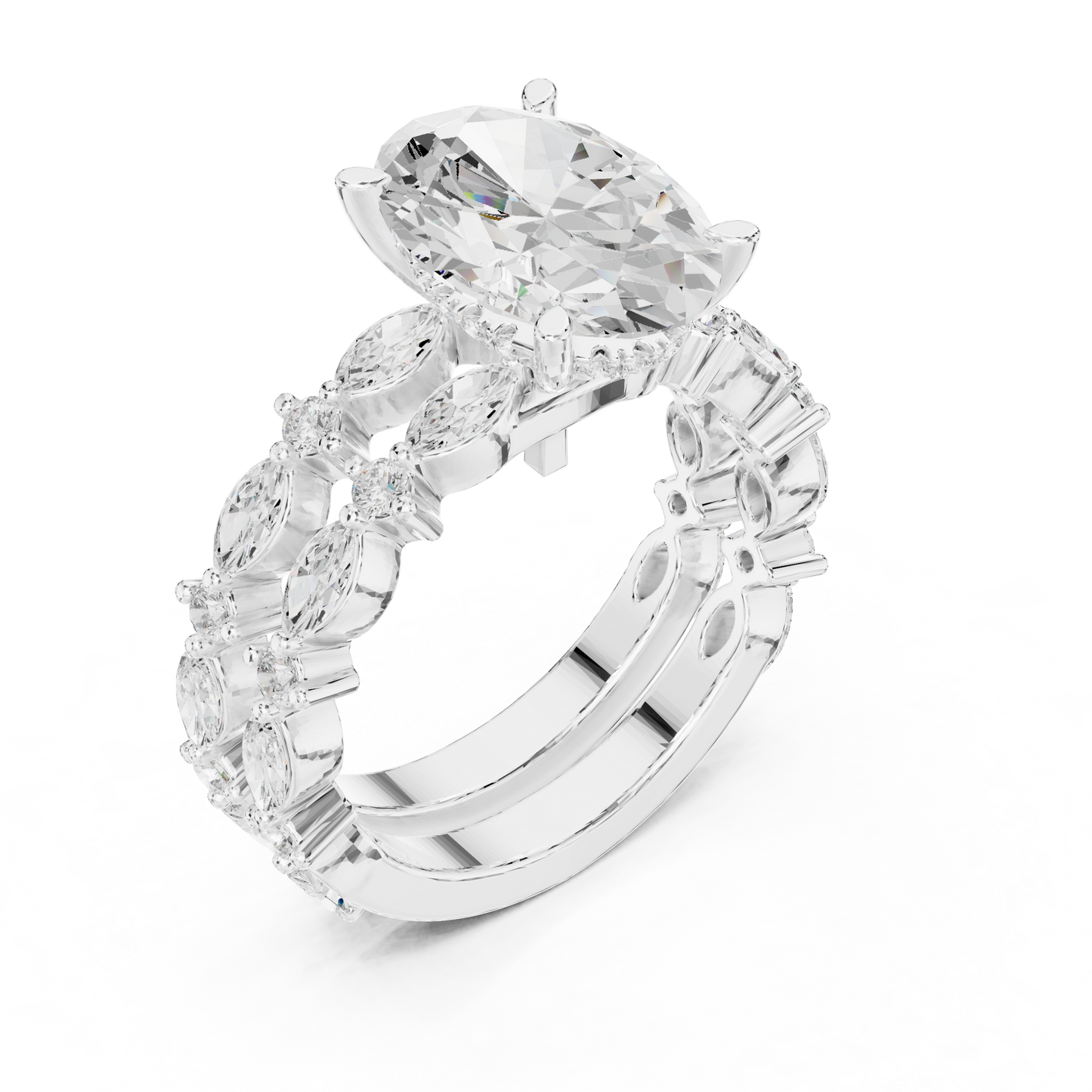 Mixed Shape Lab Grown Diamond Side Stone Ring