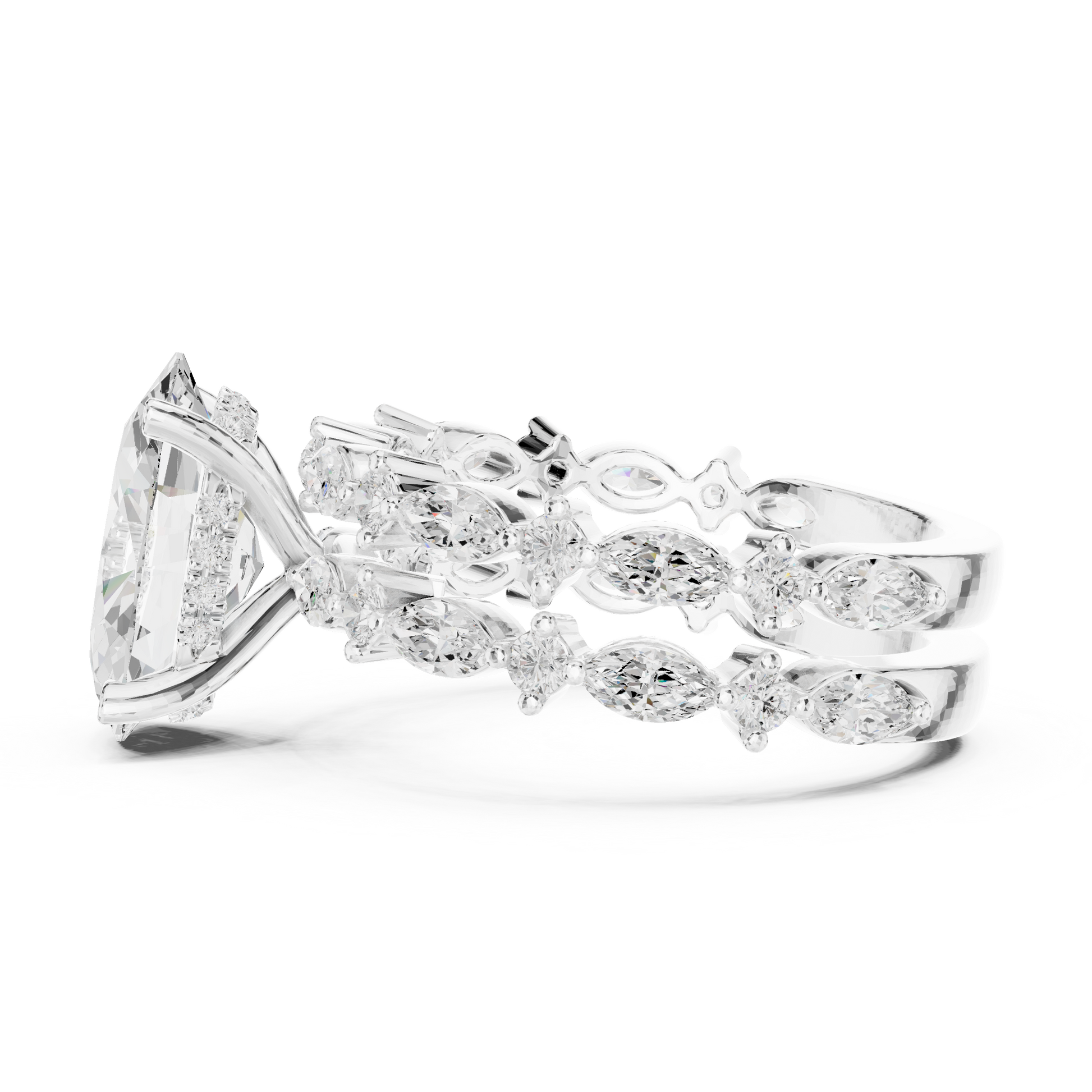Mixed Shape Lab Grown Diamond Side Stone Ring
