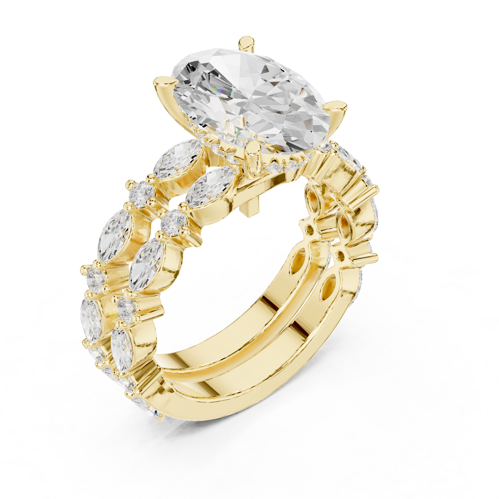 Mixed Shape Lab Grown Diamond Side Stone Ring