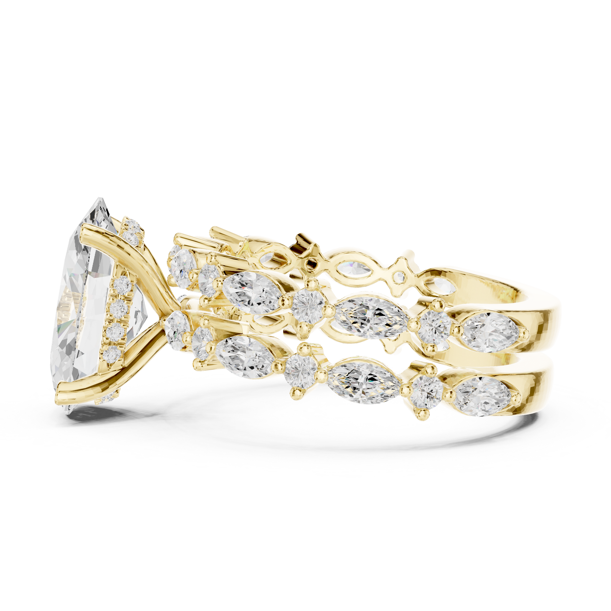 Mixed Shape Lab Grown Diamond Side Stone Ring