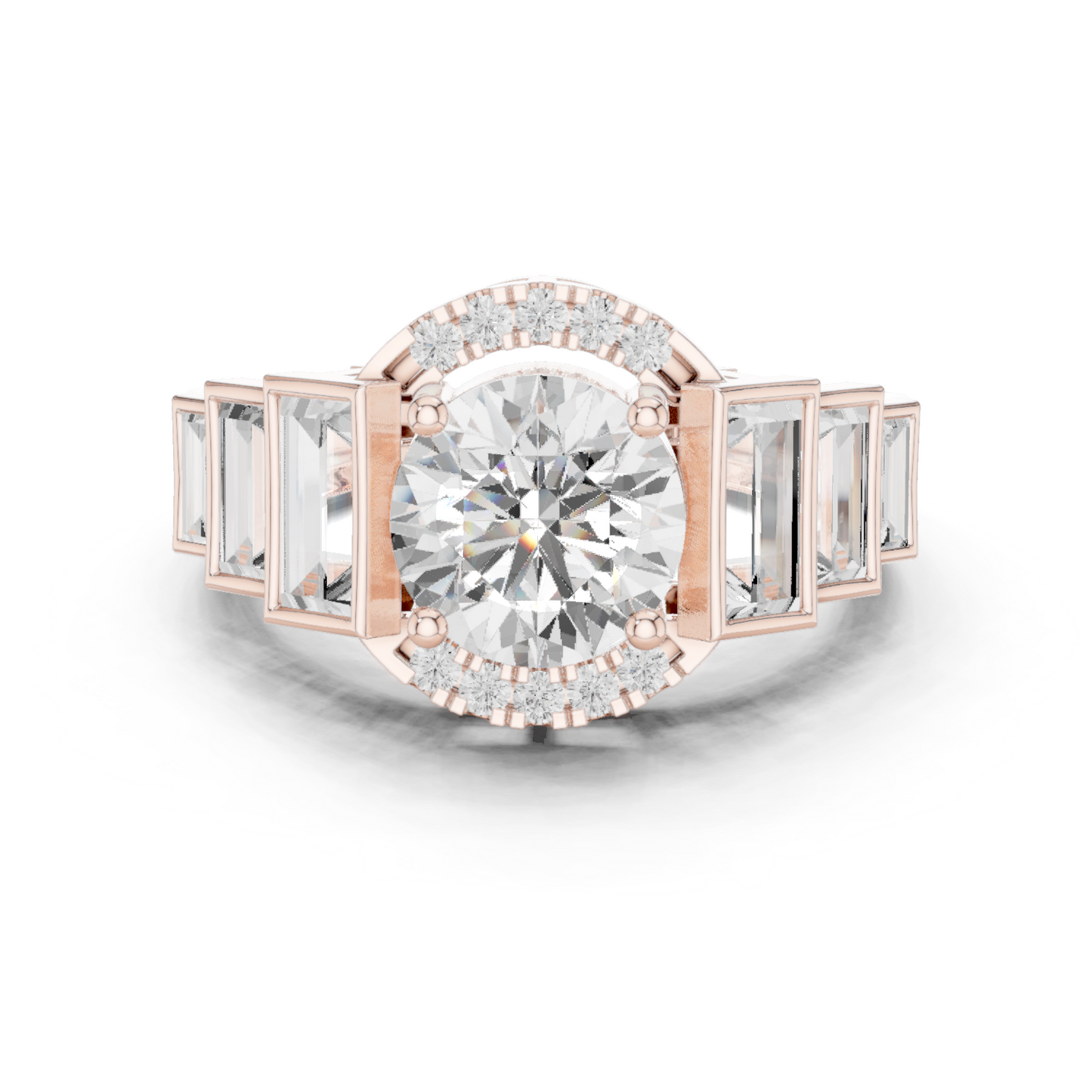 Round Side Stone Lab Grown Diamond Ring