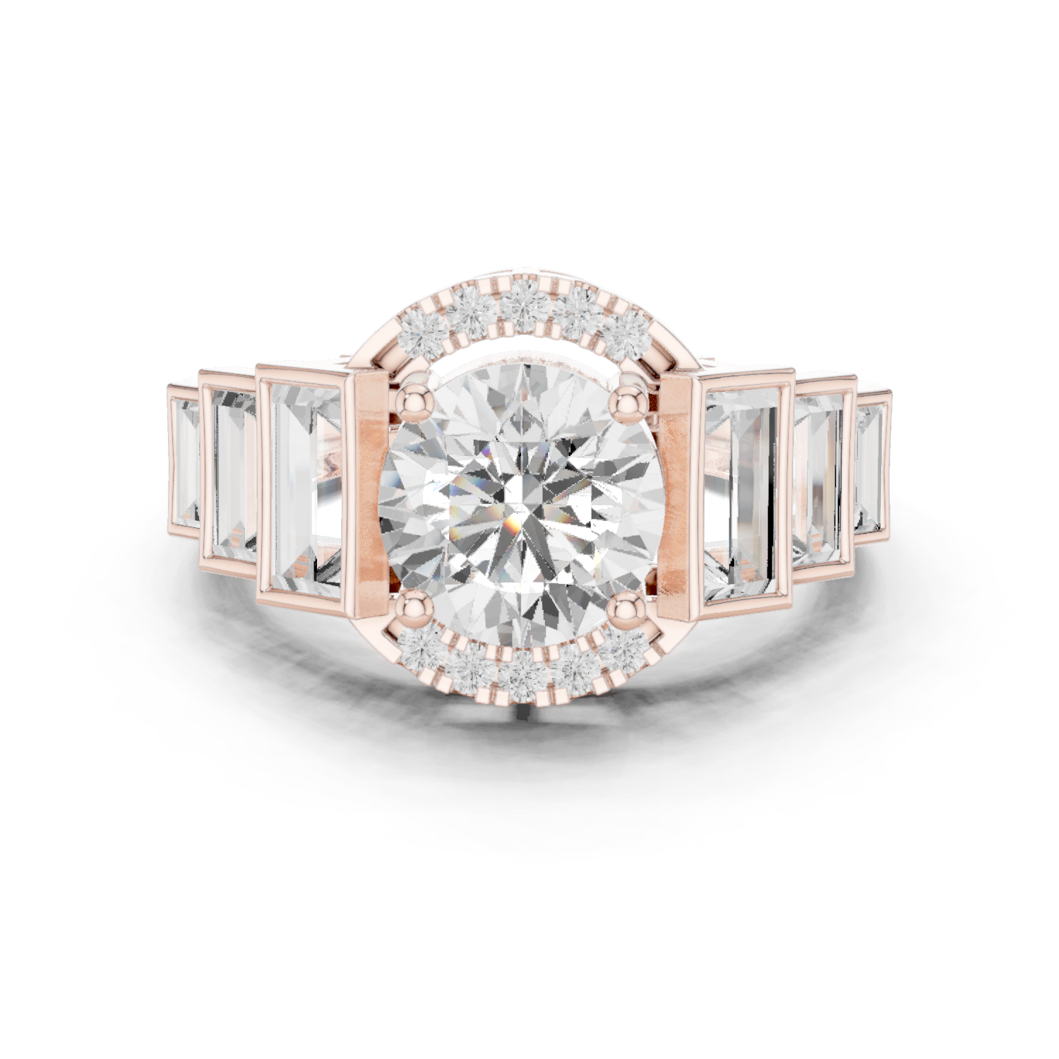 Round Side Stone Lab Grown Diamond Ring