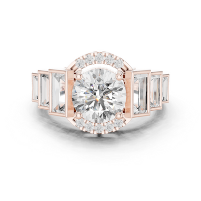 Round Side Stone Lab Grown Diamond Ring