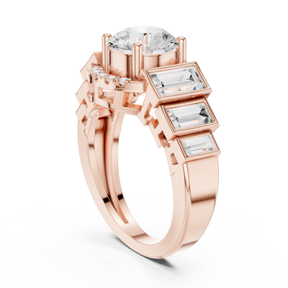 Round Side Stone Lab Grown Diamond Ring