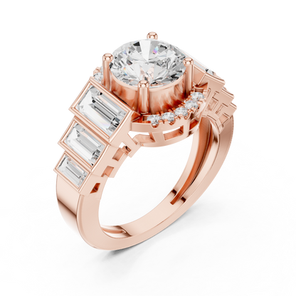 Round Side Stone Lab Grown Diamond Ring